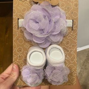 Brand new baby socks and bow